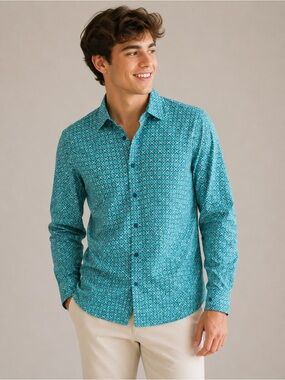 Ariat YOUTH Aqua Geometric Print Button-Down Shirt  XL/18